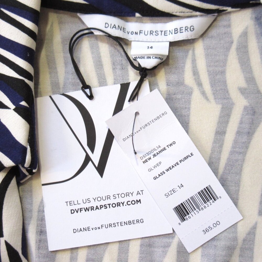 NWT Diane von Furstenberg New Jeanne Two in Glass Weave Silk Wrap Dress 14 - Picture 5 of 9